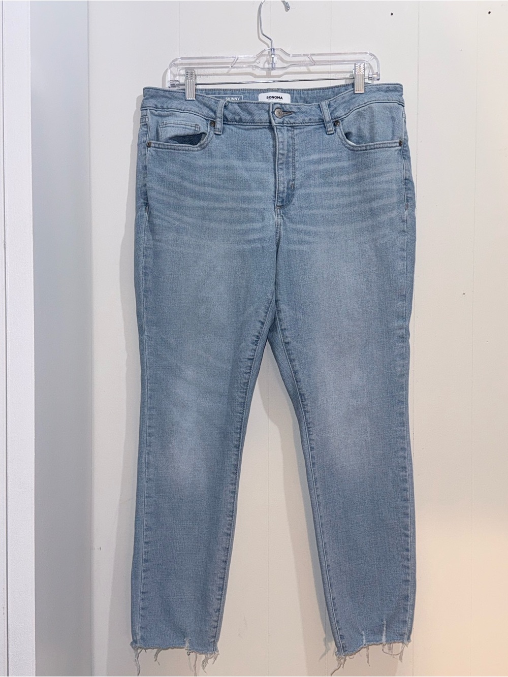 Sonoma Goods For Life Light Wash Skinny Jeans 14S Frayed Hem